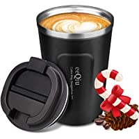 eeQiu Taza de café para Llevar 13oz 100% a Prueba de Fugas - Taza de Viaje de Acero Inoxidable - Taza de automóvil de…